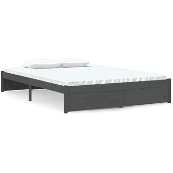 Rám postele šedý masivní dřevo 140 × 190 cm, 814931 (814931)