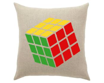 Lněný polštář Rubikova kostka
