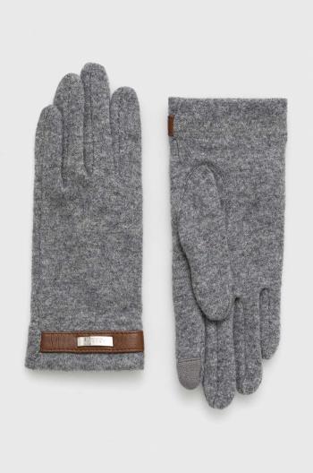 Kašmírové rukavice Lauren Ralph Lauren dámské, šedá barva