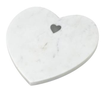 Mramorové servírovací prkénko ve tvaru srdce Marble White - 21*21*1,5cm   P820408