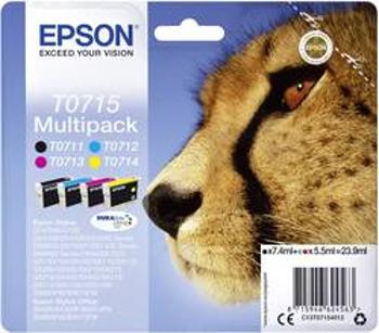 Epson Ink T0715 originál kombinované balení černá, azurová, purppurová, žlutá C13T07154012