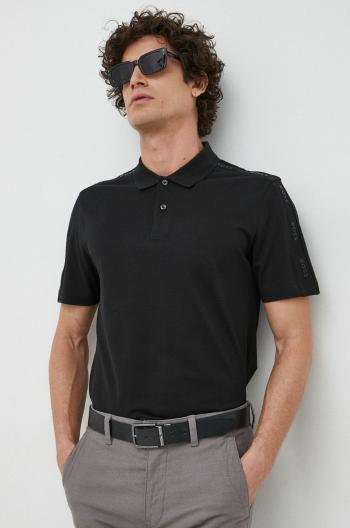 Bavlněné polo tričko BOSS černá barva, s aplikací
