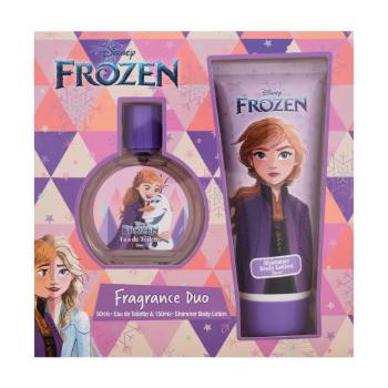 Disney Frozen Anna dárková kazeta toaletní voda 50 ml + třpytivé tělové mléko 150 ml pro děti poškozená krabička