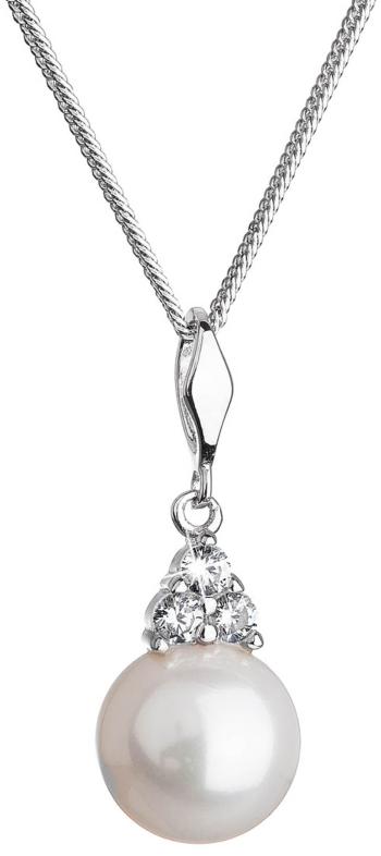 Evolution Group Stříbrný náhrdelník s pravou říční perlou a zirkony 22033.1 (řetízek, přívěsek)