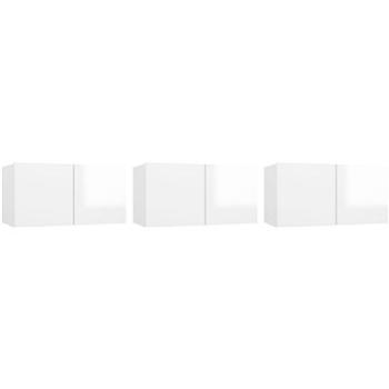 SHUMEE závěsná 3 ks bílá s vysokým leskem 60 × 30 × 30 cm (804528)