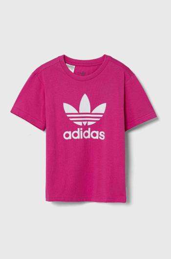 Dětské bavlněné tričko adidas Originals TREFOIL TEE růžová barva, IY7419