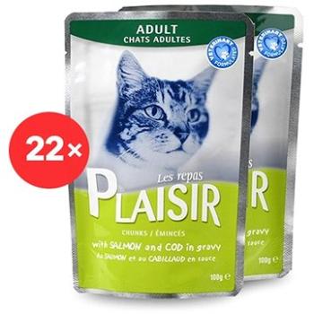 Plaisir Cat kapsička losos + treska 22 × 100 g (8595657301027)