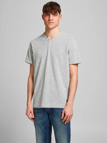 Šedé tričko s knoflíky Jack & Jones Alfredo