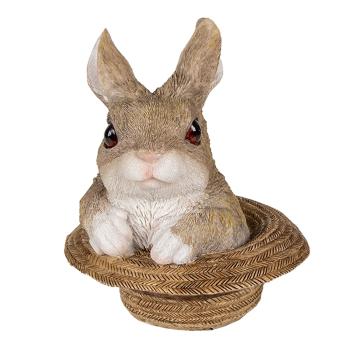 Dekorativní soška králíka v klobouku - 12*12*14 cm 6PR3346