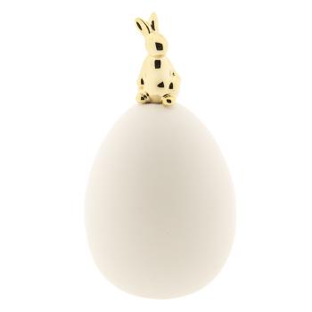 Dekorační vajíčko se zlatým králíkem - Ø 9*17 cm 6CE1011