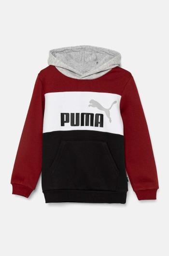 Dětská mikina Puma ESS BLOCK Hoodie červená barva, s kapucí, s potiskem, 679717