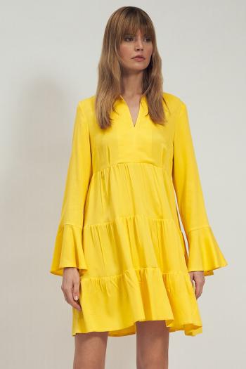 Žluté volánové šaty S180