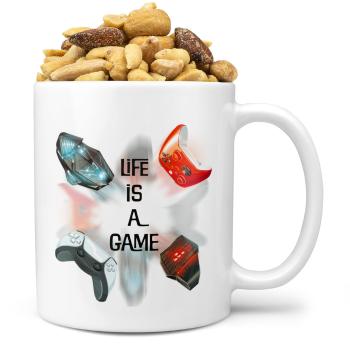 Hrnek Life is a game (Náplň hrníčku: Směs slaných oříšků)