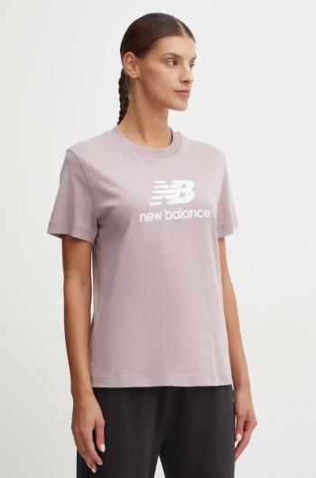 Bavlněné tričko New Balance fialová barva, WT41502ICW