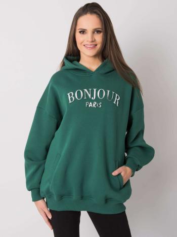 TMAVĚ ZELENÁ DÁMSKÁ OVERSIZE MIKINA S KAPUCÍ RV-BL-7357.35X-DARK GREEN Velikost: L/XL