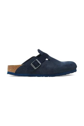 Semišové pantofle Birkenstock Boston Corduroy pánské, tmavomodrá barva, 1026108