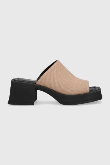 Pantofle Vagabond Hennie dámské, béžová barva, na podpatku