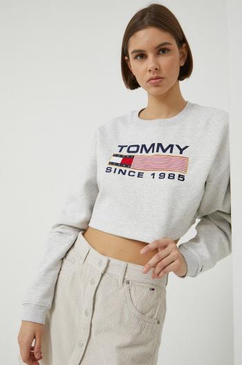 mikina Tommy Jeans dámská, šedá barva, s aplikací