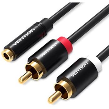 Vention 3.5mm Jack Female to 2x RCA Male Audio Cable 2m Black Metal Type (VAB-R01-B200)