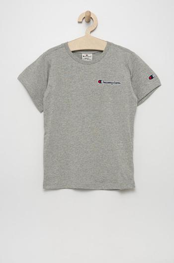 Dětské bavlněné tričko Champion 305955 šedá barva, s aplikací