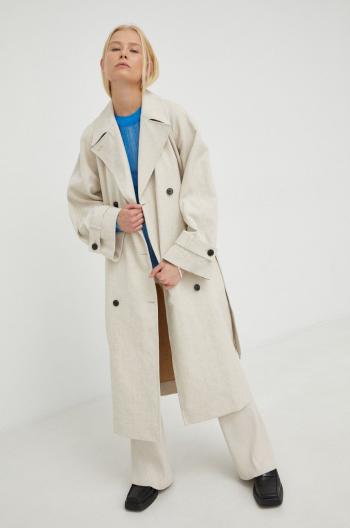 Trench kabát Samsoe Samsoe dámský, béžová barva, přechodný, dvouřadový
