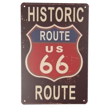 Nástěnná kovová cedule Historic route 66 - 20*30 cm 6Y4123