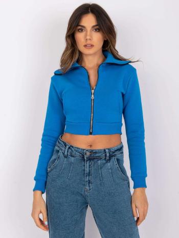 MODRÁ DÁMSKÁ CROP MIKINA NA ZIP RV-BL-7305.79-BLUE Velikost: S/M