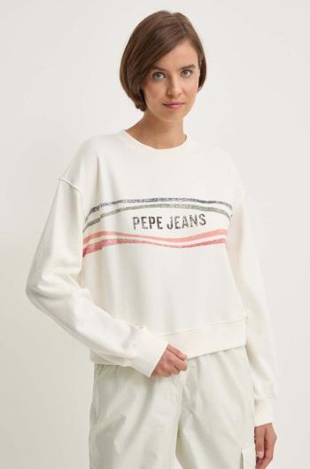 Mikina Pepe Jeans EDELINE dámská, béžová barva, s potiskem, PL581444