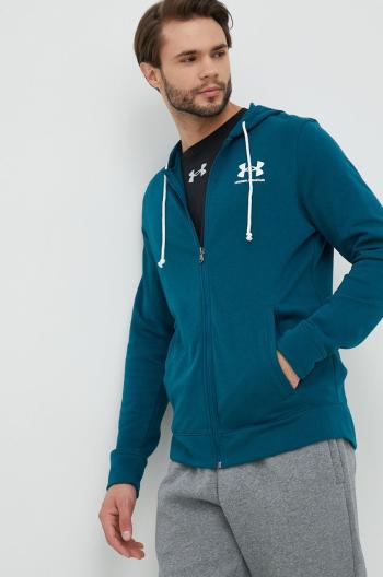 Mikina Under Armour pánská, zelená barva, s kapucí, hladká