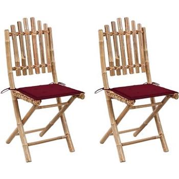 Skládací zahradní židle s poduškami 2 ks bambus, 3063996 (3063996)