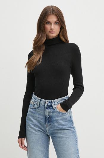 Svetr Calvin Klein Jeans dámský, černá barva, lehký, s golfem, J20J224225