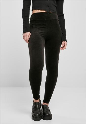 Urban Classics Ladies High Waist Rib Velvet Leggings black - XXL