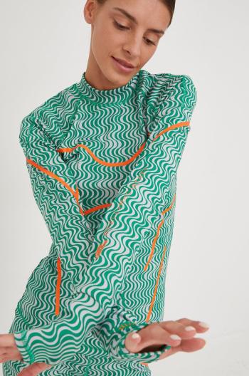 Tréninkové tričko s dlouhým rukávem adidas by Stella McCartney Truepurpose , zelená barva, s pologolfem