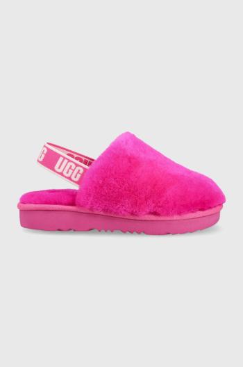 Dětské vlněné pantofle UGG Fluff Yeah Clog růžová barva
