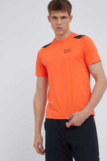 Tričko EA7 Emporio Armani oranžová barva, s potiskem