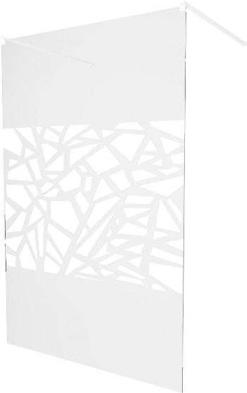 MEXEN/S KIOTO samostatně stojící sprchová zástěna 100 x 200 cm, transparent/bílý vzor 8 mm, bílá 800-100-002-20-85