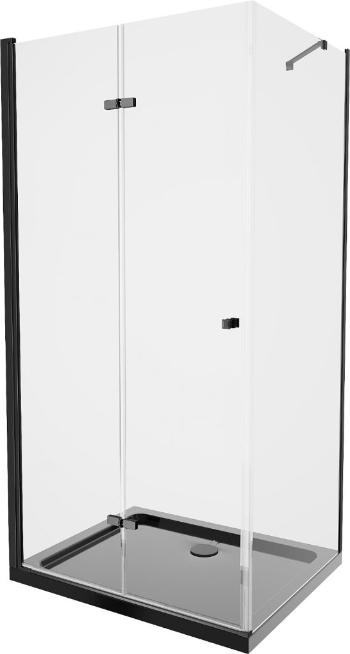 MEXEN/S Lima sprchový kout zalamovací dveře 90 x 100 cm, transparent, černý + Flat černá vanička se sifonem 856-090-100-70-00-4070B