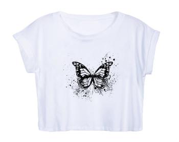 Dámské tričko Organic Crop Top Motýl grunge