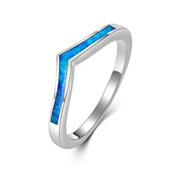 NUBIS® Stříbrný prsten s modrým opálem, vel. 55 - velikost 55 - NB910-OP05-55
