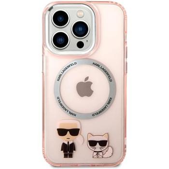 Karl Lagerfeld MagSafe Kompatibilní Kryt Karl and Choupette pro iPhone 14 Pro Max Pink (KLHMP14XHKCP)
