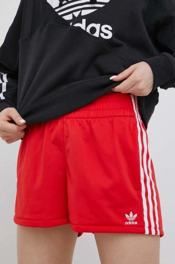 Kraťasy adidas Originals Adicolor HE9495 dámské, červená barva, hladké, high waist