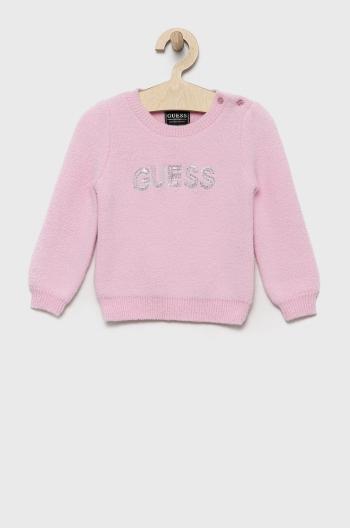 Dětský svetr Guess růžová barva, lehký