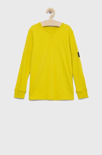 Dětská bavlněná košile s dlouhým rukávem Calvin Klein Jeans žlutá barva
