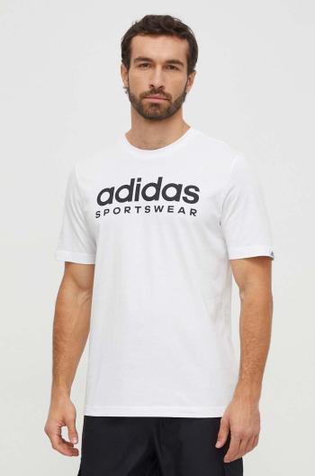 Bavlněné tričko adidas bílá barva, s potiskem, IW8835