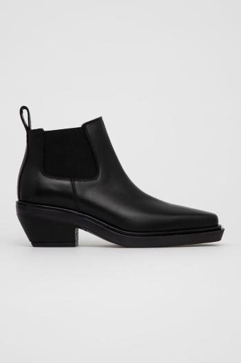 Kožené kotníkové boty Liviana Conti dámské, černá barva, na podpatku