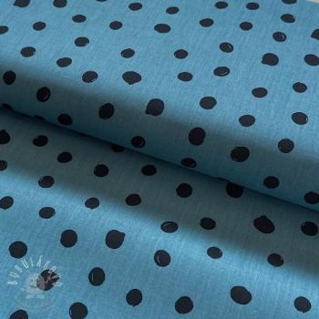 Bavlněná látka Draw dots Snoozy steel blue