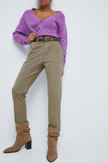Kalhoty Medicine dámské, zelená barva, jednoduché, medium waist