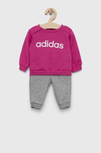 Dětská tepláková souprava adidas I LIN FL růžová barva