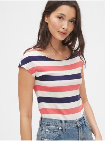 Barevné dámské tričko modern boatneck striped