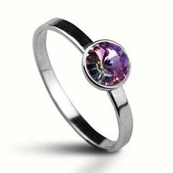 NUBIS® Stříbrný prsten s kamenem Crystals from SWAROVSKI®, barva: VITRAIL LIGHT - velikost 49 - CS5940-VL-49